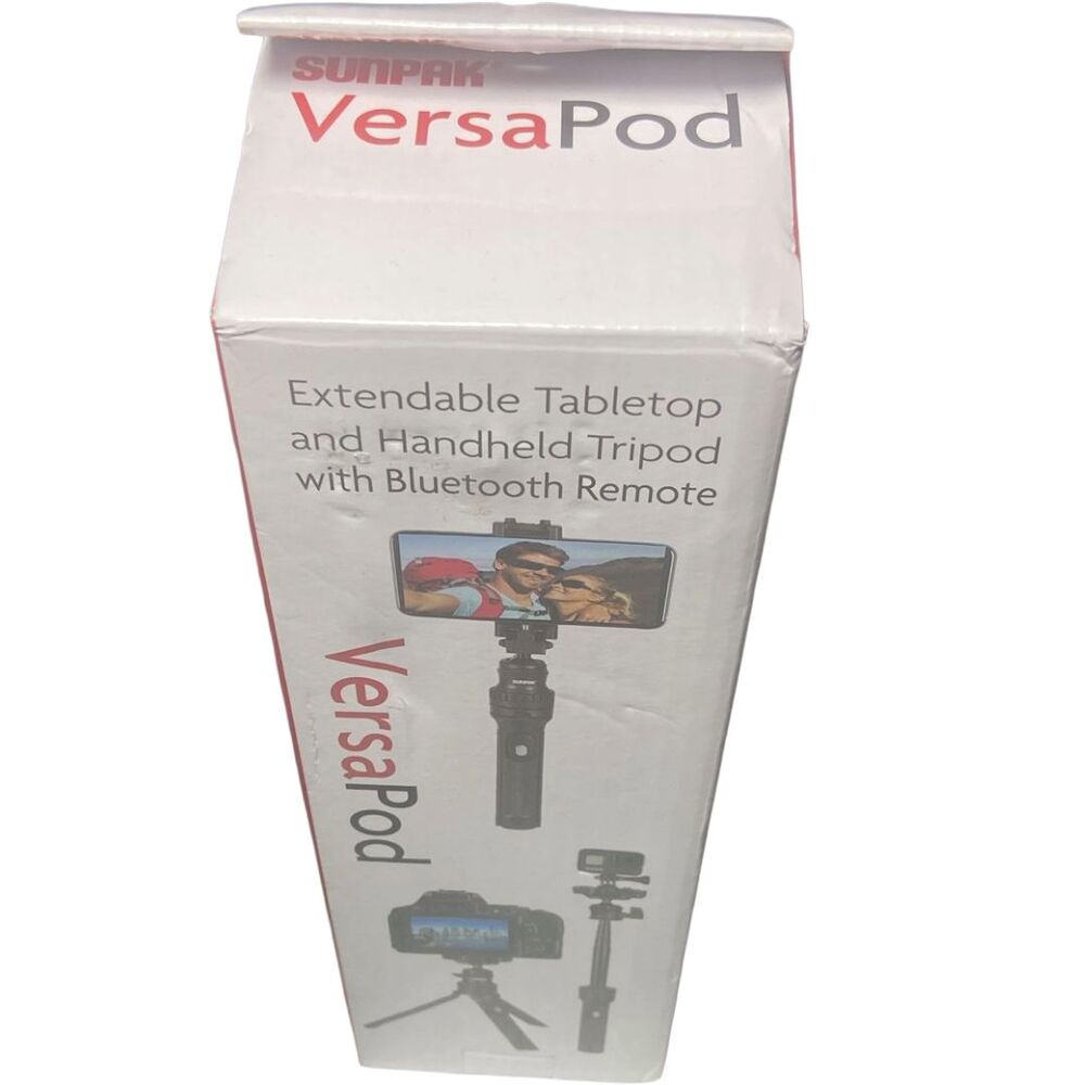 Sunpak Versapod Tripod Extendable Tabletop Handheld + Bluetooth Remote Pkg Wear